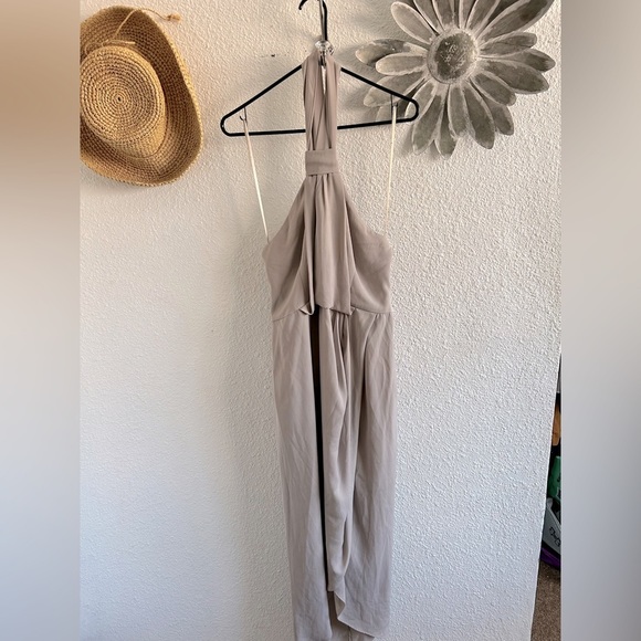 ShonaJoy knot draped halter dress in oyster - Picture 5 of 13